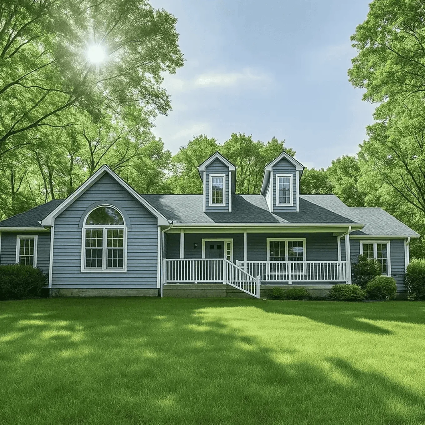 Ranch-style home with wood siding, white shutters, and green lawn in Connecticut.