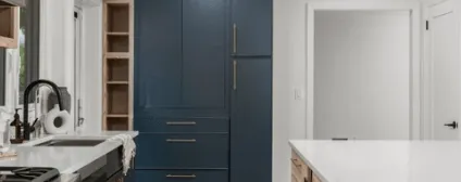 Porcelanosa Adda Bone Matte Tile in Rye single family home with custom millwork and storage solutions