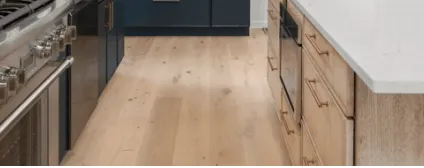 White oak flooring in Rye single family home with custom millwork and storage solutions