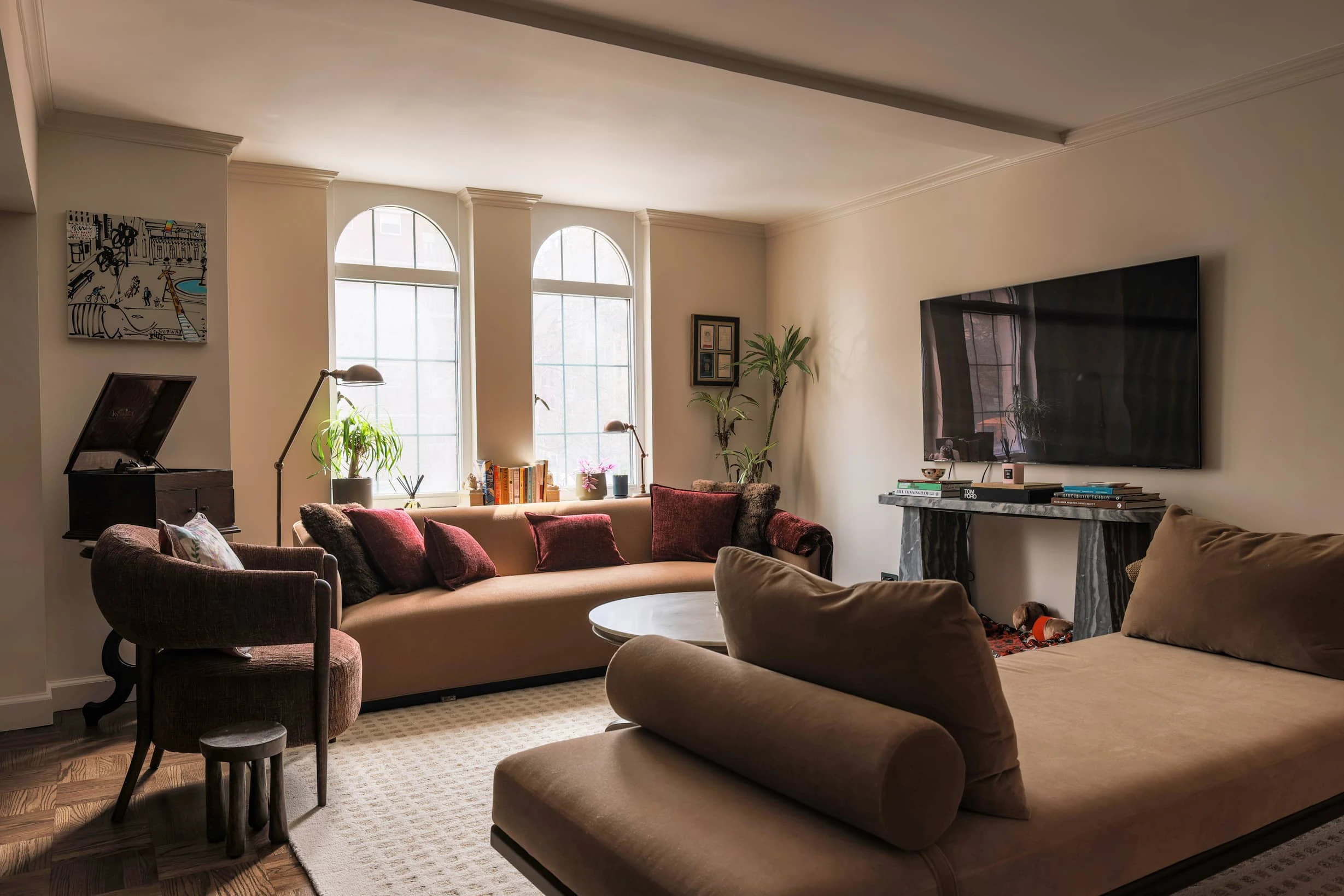 Elegant historic pre-war apartment at London Terrace Towers featuring modern kitchen renovation with marble countertops and classic detailing