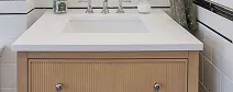 Malin by Studio McGee 30-inch bathroom vanity cabinet with sink and quartz top used in West Orange renovation