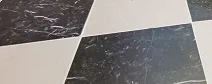 Fortunato Marfil Beige and Nero Marquina 12x12 matte porcelain checkerboard tile used in West Orange bathroom renovation