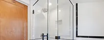Custom French shower door style installed in West Orange bathroom renovation