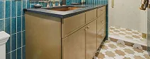 Custom Fabuwood Luna Timber vanity used in West Orange bathroom renovation