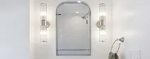 Gatco Latitude II 23-1/2 inch by 31-1/2 inch rectangular metal frameless bathroom wall mirror used in West Orange renovation