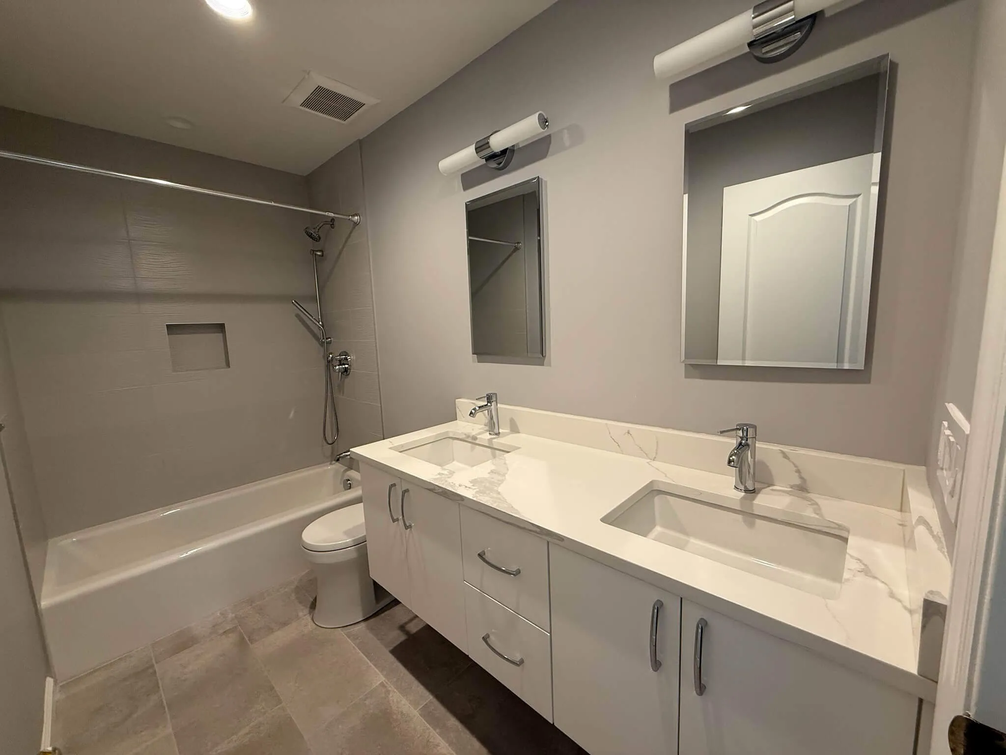 After renovation of Rye Brook home interior with refinished hardwood floors and updated paint palette