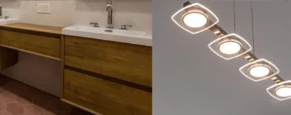 Updated vanities, fixtures, and lighting in the renovated Rye Brook bathrooms
