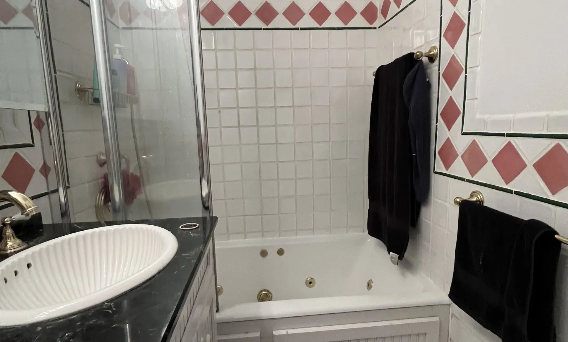 Greenwich Village apartment before renovation showing old countertops