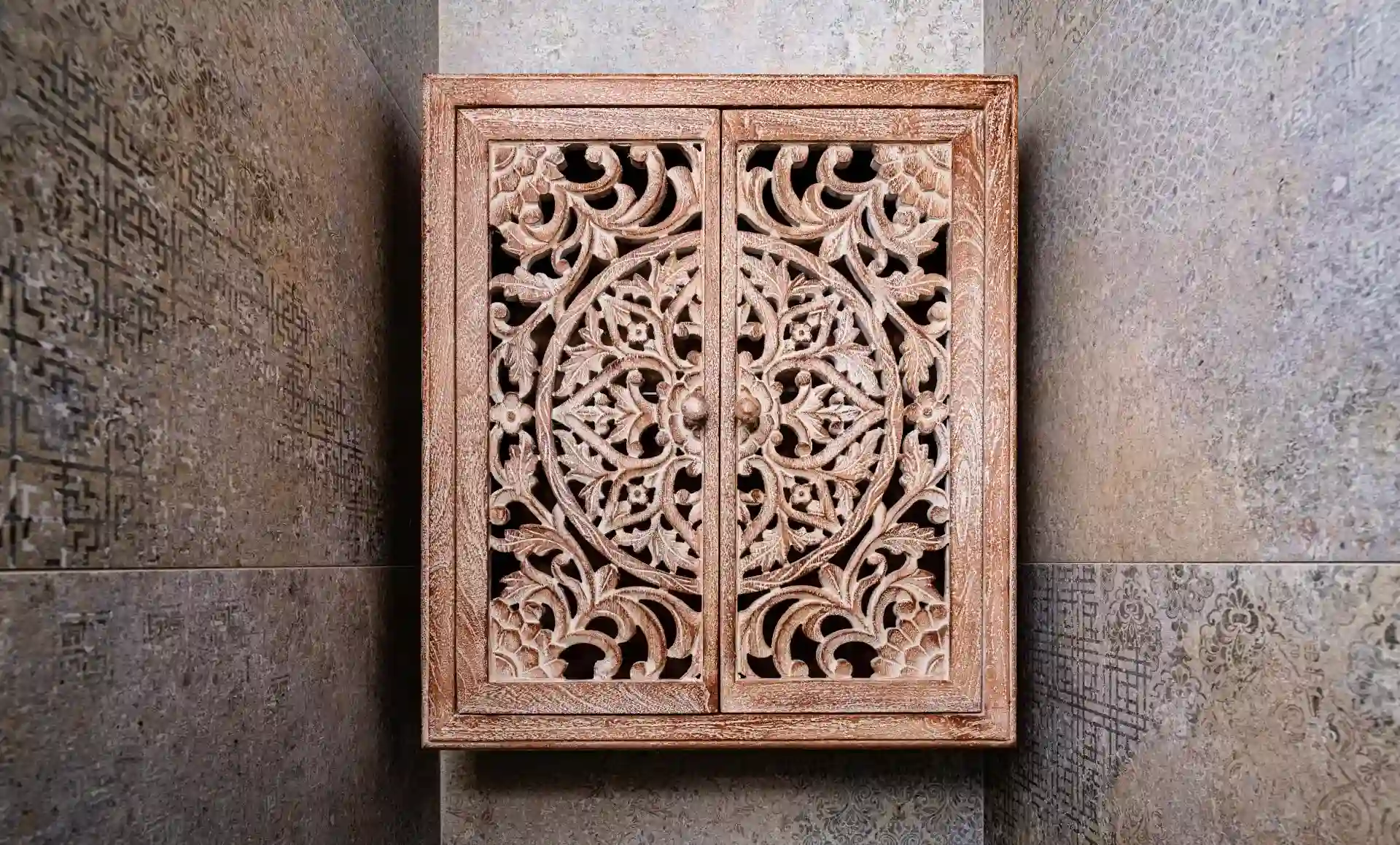 Midtown East apartment renovation bedroom with blue floral wallcovering