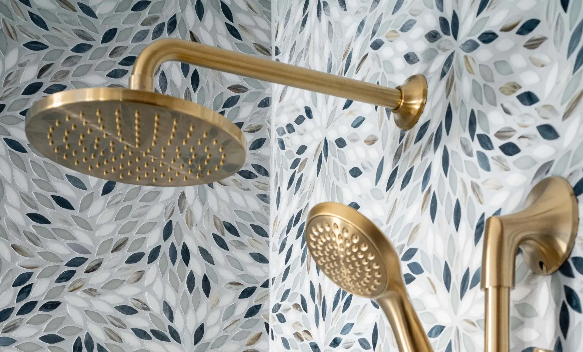 Midtown East apartment renovation guest bathroom with traditional floral motif