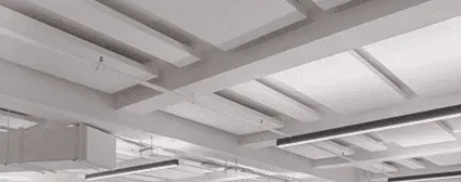 Clean exposed ceiling finish with visible ductwork in NYC tech headquarters