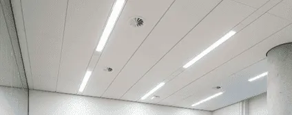Recessed ceiling lighting in conference rooms of NYC tech headquarters