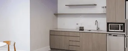 Custom cabinetry for kitchen in NYC tech headquarters office