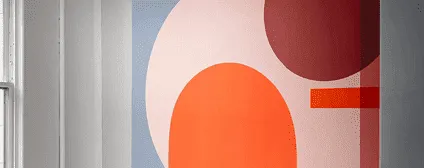 Custom brand-inspired feature wall mural in NYC tech headquarters office