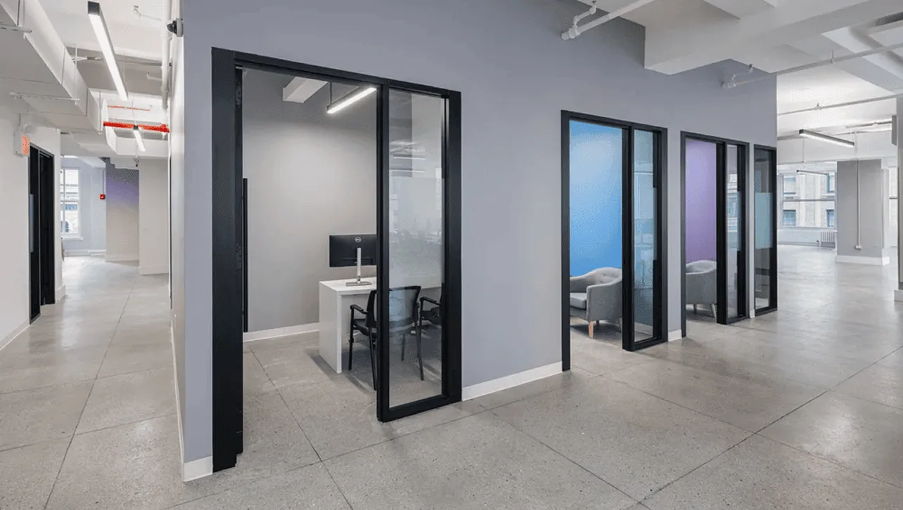 Final results of NYC tech headquarters office renovation showcasing completed commercial space