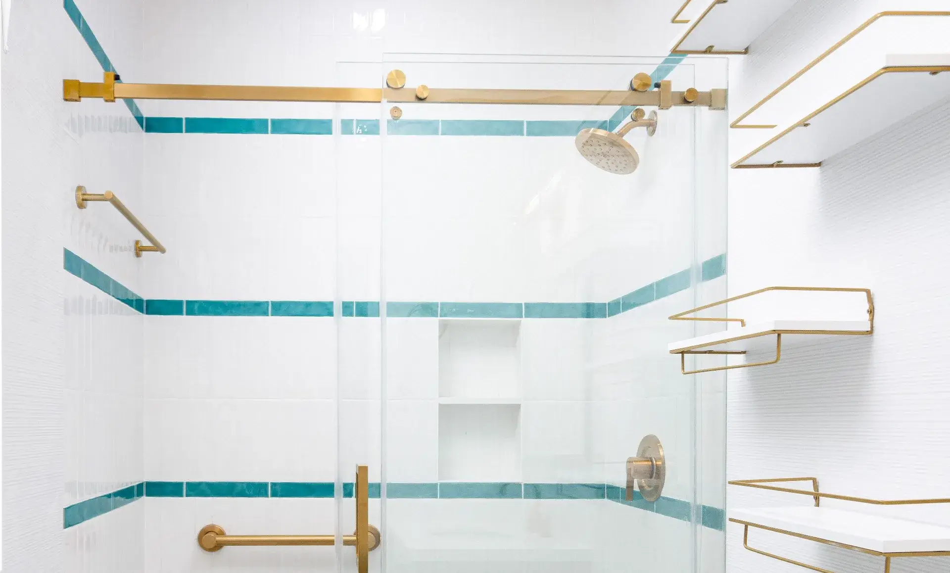 Brooklyn home renovation emerald green kitchen with glass cabinets and brushed gold hardware