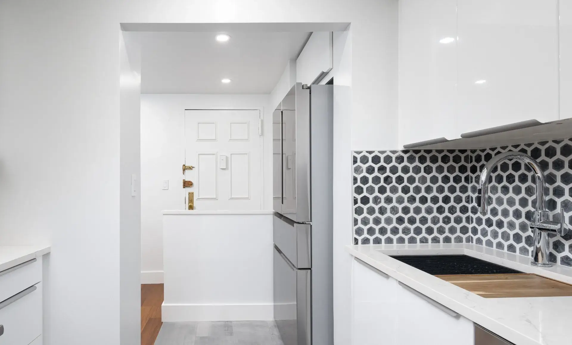 UES apartment after renovation with stunning quartz countertop